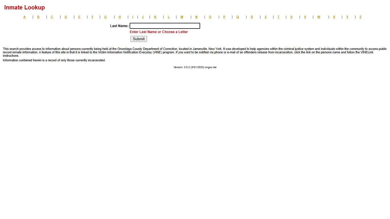 Corrections Inmate Lookup